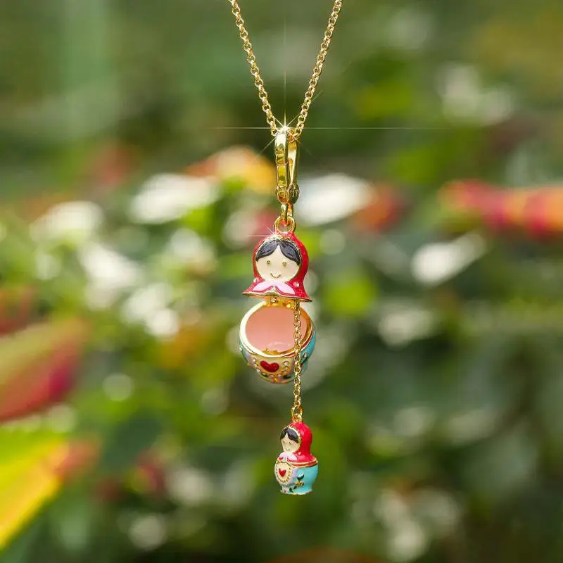 Adorable Russian Pendant Keychain Matryoshka Dolls Necklace Sweater Chain Fashion Jewelry Gift For WomenHot