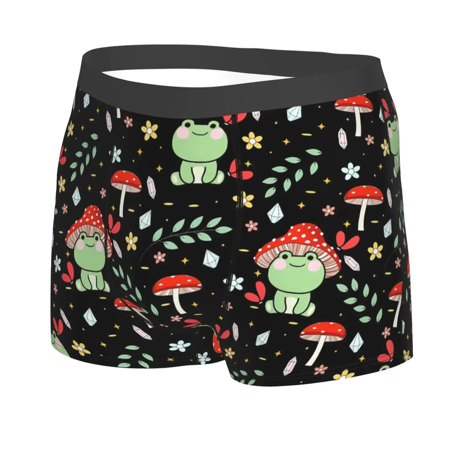 Cute Cartoon Frog Mushroom Print Underwear Men Stretch Boxer Briefs Shorts Panties Soft Sexy Underpants For Male
