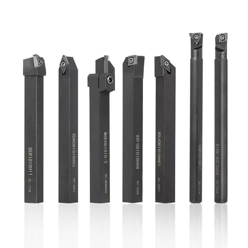 CMCP CNC Turning Tool 7pcs Lathe Boring Bar Kit 10mm Shank Carbide Insert Blades Turning Tool Holders+Wrenches+Insert Blades