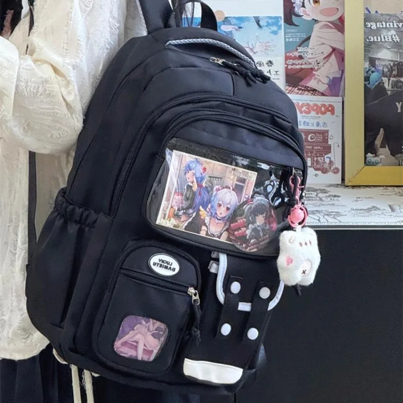 HAEX Harajuku Women Ita Bags 2025 Large Capacity Pockets Students Backpacks School Season DIY Anime Badge Mochilas Para Mujer
