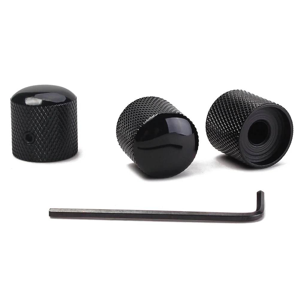 

3pcs Electric Bass Guitar Volume Tone Control Knobs with Hole Dome Knobs with Wrench Guitar Parts Accessories GD107 (Black)