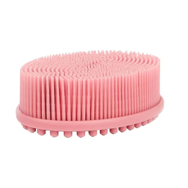 1pcs Shower Body Brush 2 Sides Safe Soft Silicone Made Arms Back Legs Washing Massage Tools Pink Shampoo Head Massage Brush