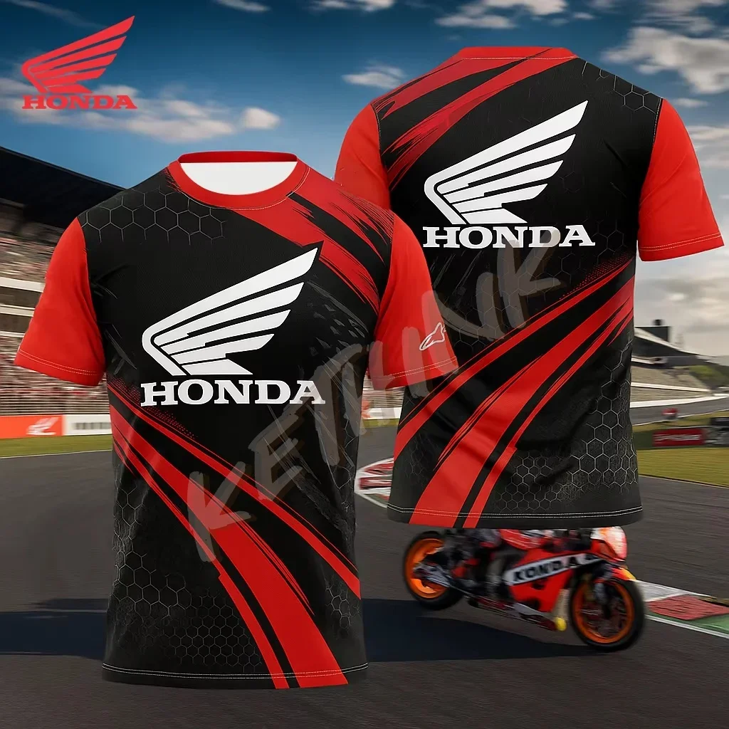 تي شيرت Honda Racing سريع الجفاف وجيد التهوية للرجال، ملابس رياضية صيفية لراكبي الدراجات النارية وأكمام قصيرة وخفيفة الوزن للاستخدام في الهواء الطلق #4