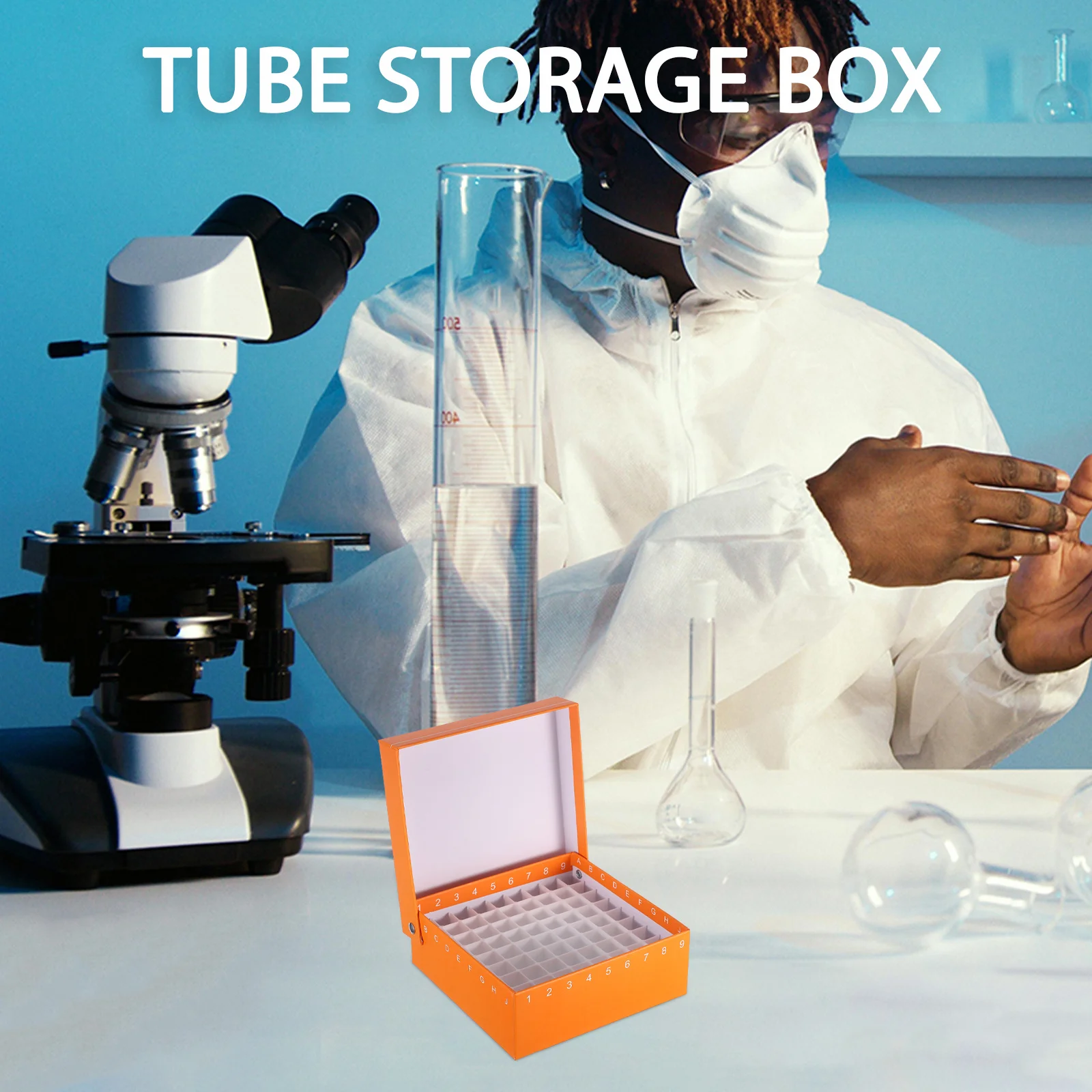 

81-Compartment Test Freezer Storage Box Flip-Top Design With Divider For Lab Sample Organization Centrifuge Tube Holder Vial