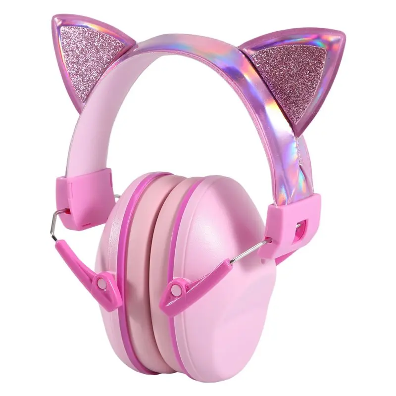 Pink Cat Ears Kids Earmuffs Adjustable Anti-Noise Hearing Protector For Children For Study & Sleep Noise Cancelling Eco-Friendly