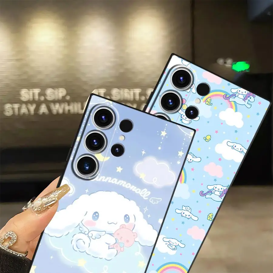 Custodia per Samsung Galaxy S24 Plus S21 FE S25 Edge S20 S23 Cover morbida ultra nera Cartoon Cute Cinnamoroll