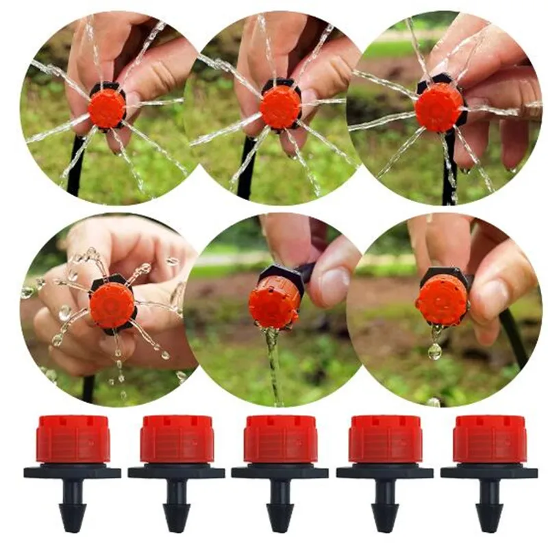 100/250pcs 1/4'' Automatic Adjustable Dripper Garden Emitter Durable Irrigation Watering Dropper for 4/7mm Hose Bonsai Plant