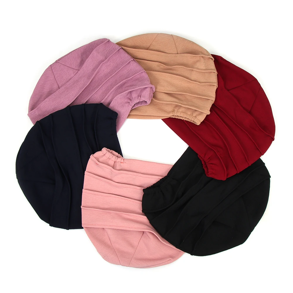 Women Cotton Slouch Beanie Chemo Cap Solid Color Bonnet Inner Hijabs Cap Muslim Head Wraps Femme Wrap Head Elastic Turban Hat