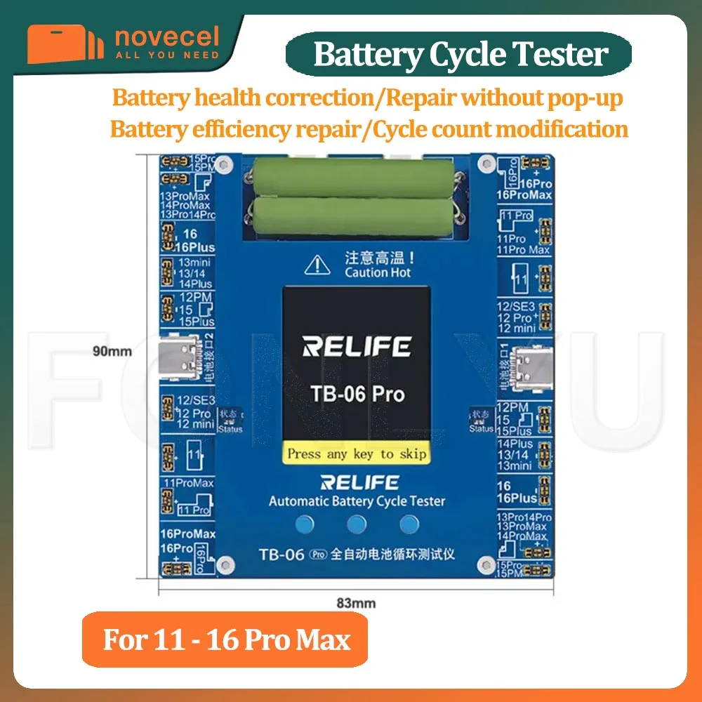 Программатор Solve Pop-up Error RELIFE TB-06 для телефона серии 11-16 Двухканальный полностью автоматический соответствует циклу аккумулятора