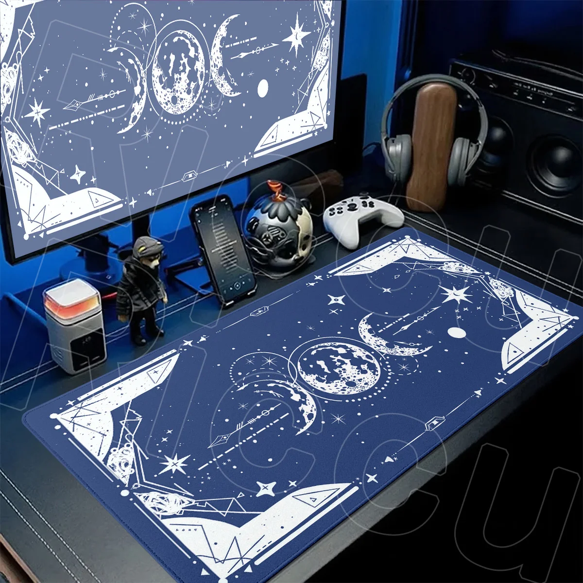 Mond, Sonne, Sterne Neues Kunstdesign Mauspad 400x900mm Computer Rutschfeste Schreibtischunterlage im Tarot-Stil Schwarzes Gamer-Tastatur-Mauspad – Detail 8