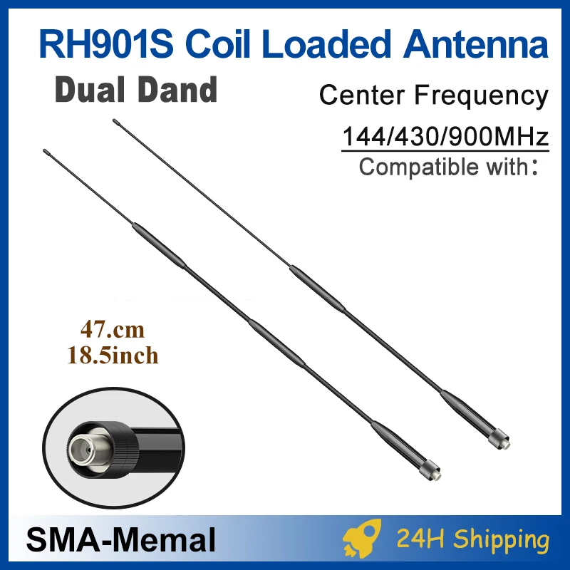 Walkie Talkie Antenna RH901S Coil Loaded Soft Whip Aerial SMA-Female 144/430/900MHz Amplify Signals For UV-5RH DM-1701 Ham Radio