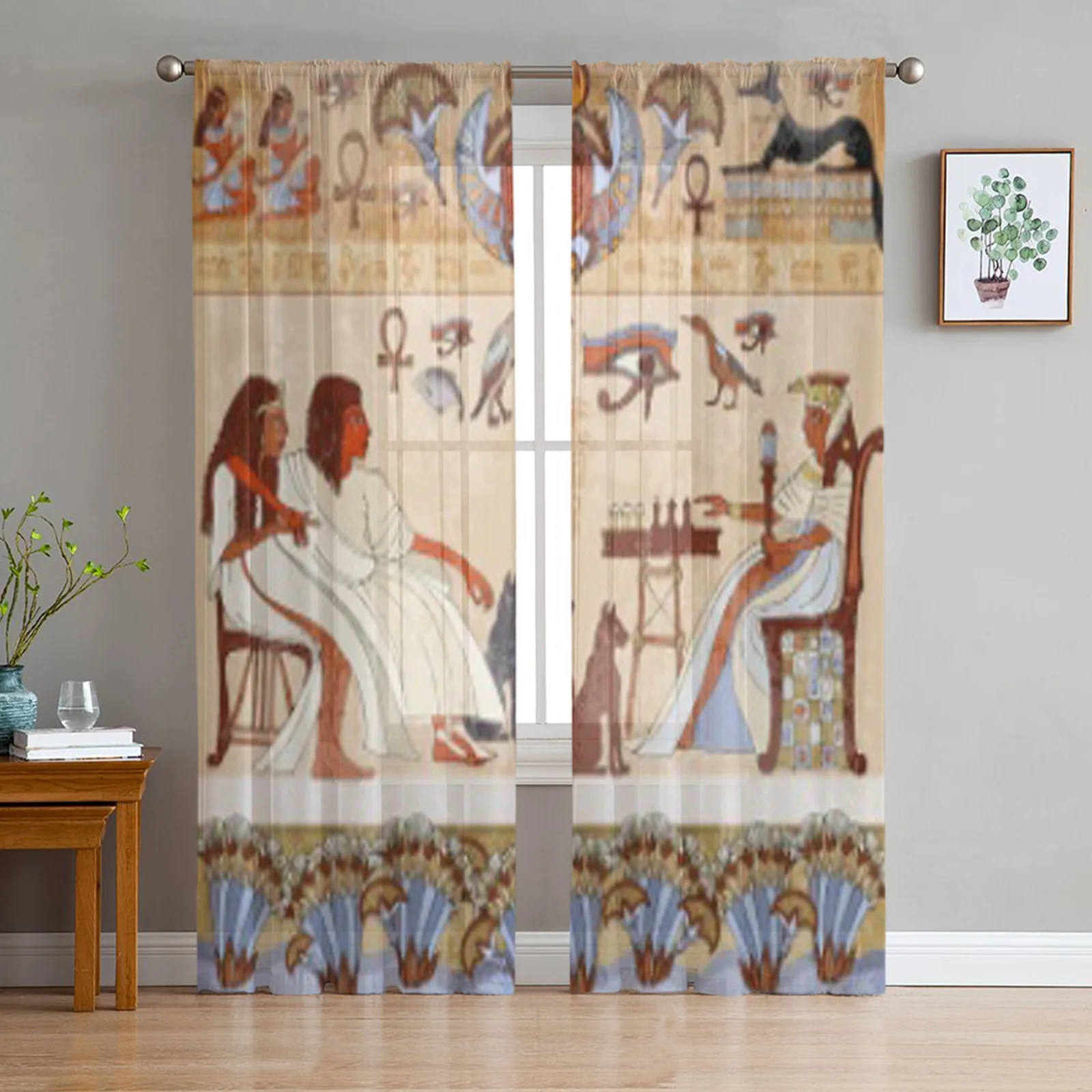 Murals Ancient Egypt Tulle Sheer Window Curtains For Living Room The Bedroom Modern Chiffon Voile Organza Curtains Decor Drapes