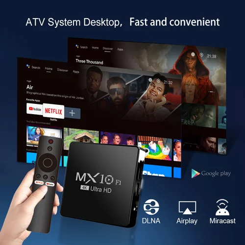 Imagen 2 del producto Decodificador de tv inteligente 4k con android 13 mx10 f1, receptor digital con certificado onn, venta al por mayor, 2024
