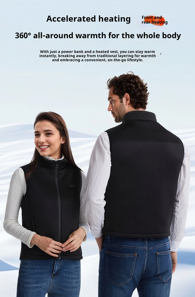 USB Heated Vest Men Women 9 Zone Heating Stand Collar Electric Thermal Winter Warm Outdoor Sports Jacket Bodywarmer
