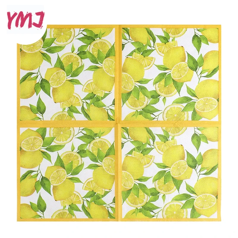 Yellow Lemon Fruit Theme Printed Napkins Banquet Party Disposable Home Placemat Paper Holiday Ambience Decoration Paper 10/20pcs