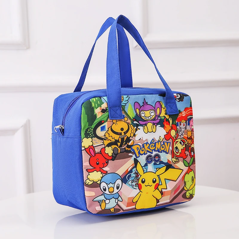 Pokemon Pikachu Cooler Bags Students Portable Zipper Waterproof Thermal Oxford Kids Lunch Box Convenient Tote Food Bags