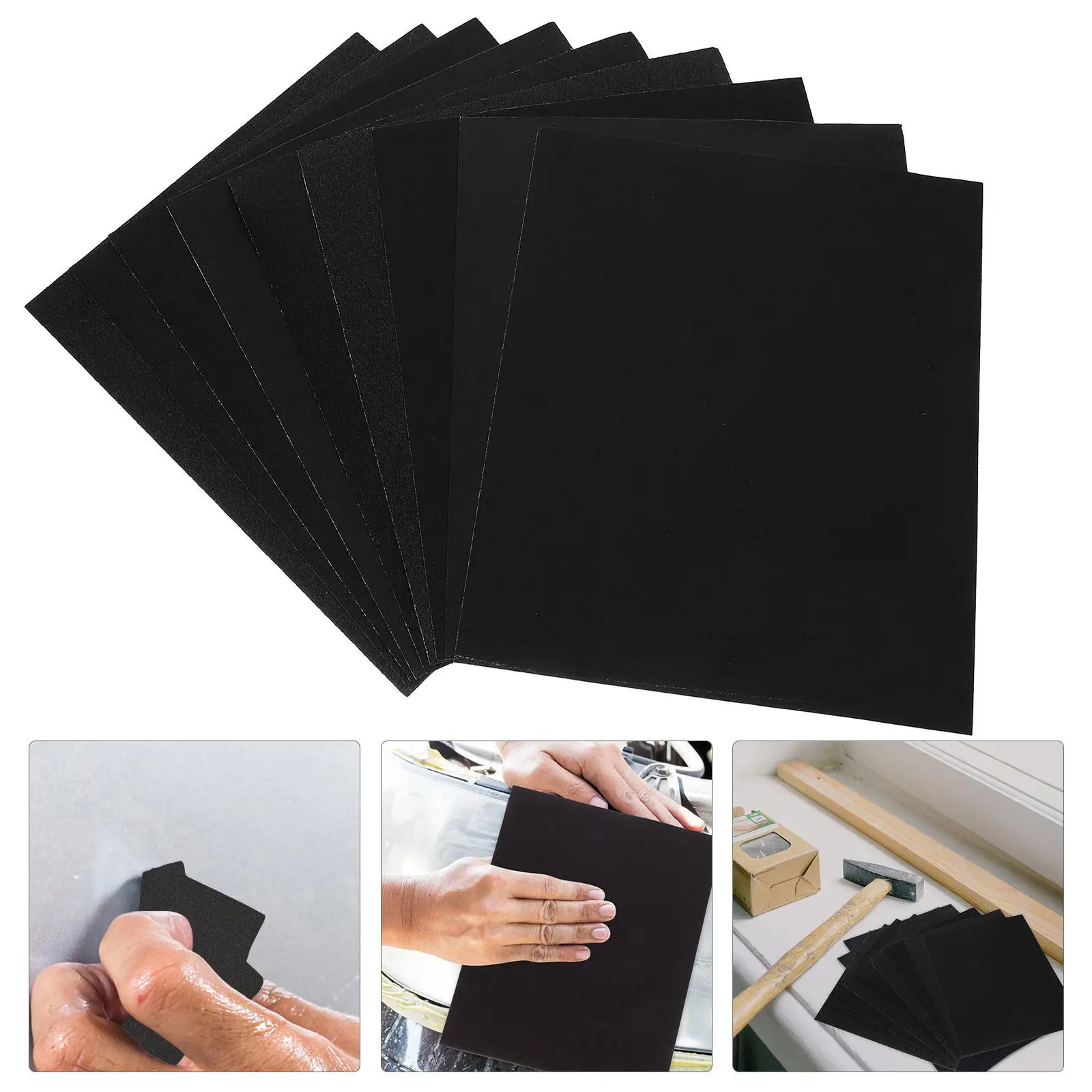 9Sheets Square Sandpaper Assortment 60 80 100 120 150 180 220 240 320 Grit for Dry Wet Sanding Polishing Wood Metal Car Paint