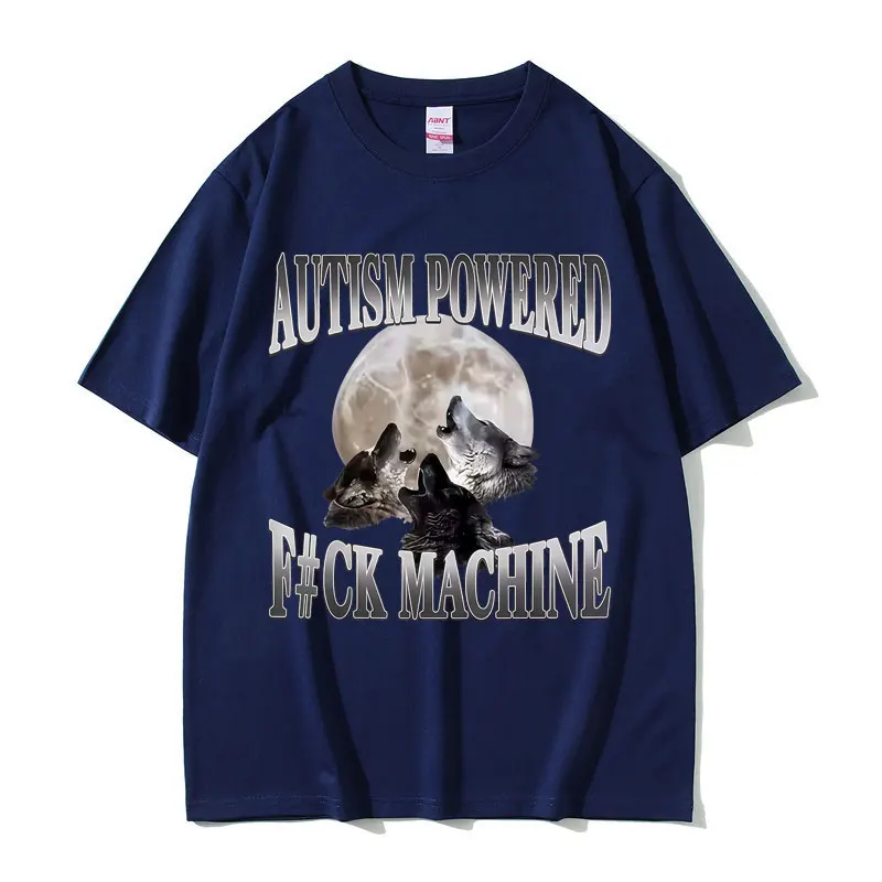 التوحد بالطاقة التوحد الذئب مضحك ميمي تي شيرت الرجال النساء عادية القطن Vintage قصيرة الأكمام تي شيرت المتضخم التي شيرت الشارع الشهير #2