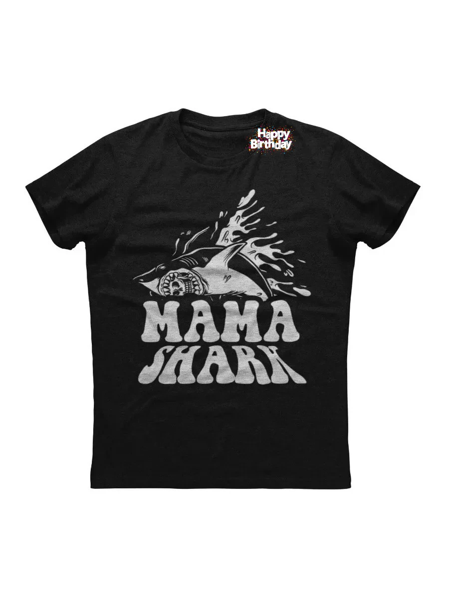 Mama Shark Premium Quality Classy Short Sleeve Unisex Black Cotton T-Shirt