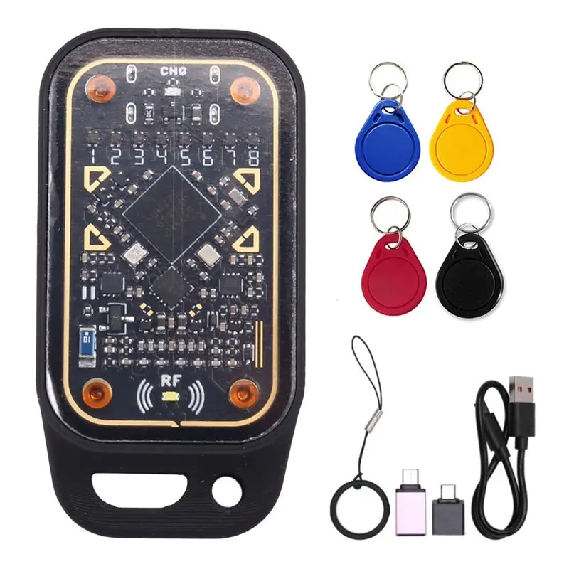 

【BRILLIANT 】Smart Chip Reader+ 4XUID Keychain IC ID Card Decode Reset+ Automatic Polling Chameleon Ultra Plus RFID Smart Card Em