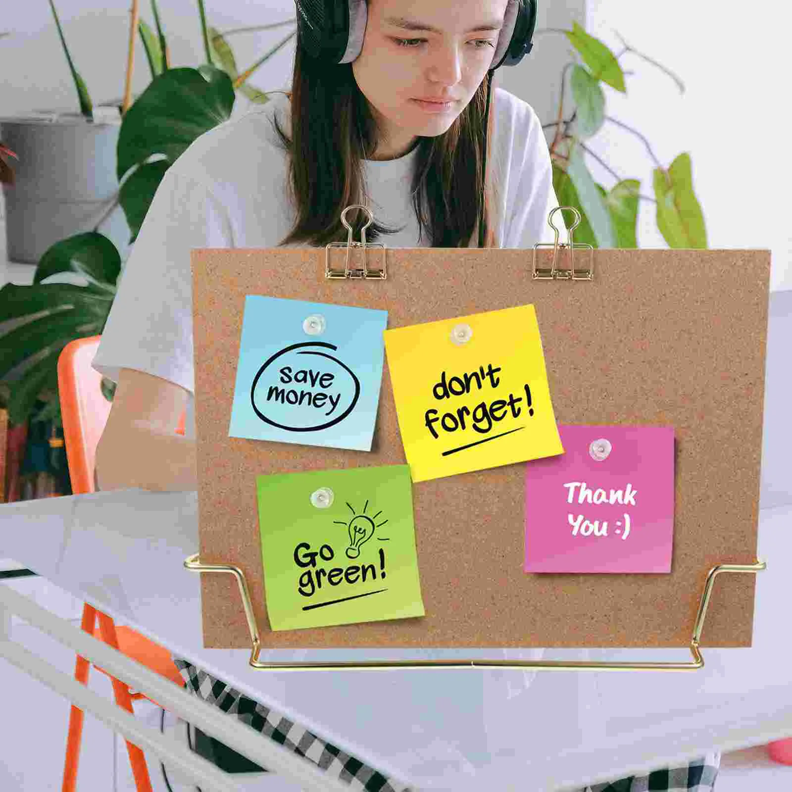 Cork Board Bulletin Board Message Boards Wooden Pin Memo Board Notice Board for Home Office (Rose Gold Base)