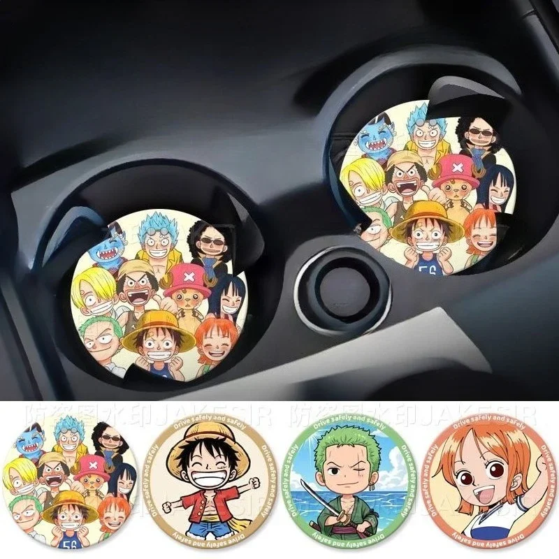 One Piece Roronoa Zoro Monkey · D · Luffy Anime Cartoon Cute Car Water Cup Mat Car Storage Slot Anti-Slip Heat Insulation Mat view 6
