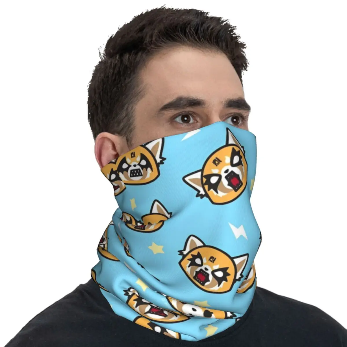 Aggretsuko Bandana Fashion Punk Cycling Mask Hiking Camping Windproof Balaclava Graphic Seamless Soft Face Cover Mask