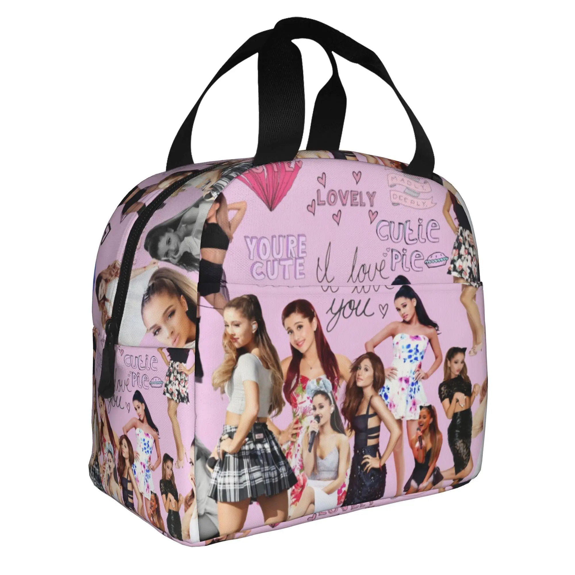 Ariana Grande American Singer  Insulated Lunch Bags for Pop Music Portable Cooler Thermal Food Lunch Box Outdoor Camping Travel
