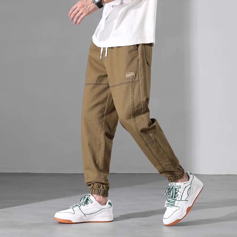

Men Clothing Trousers 2024 Spring Summer New Tooling Washed Off Pure Cotton Casual Pants Loose Bunched Feet Haren Pants Homme