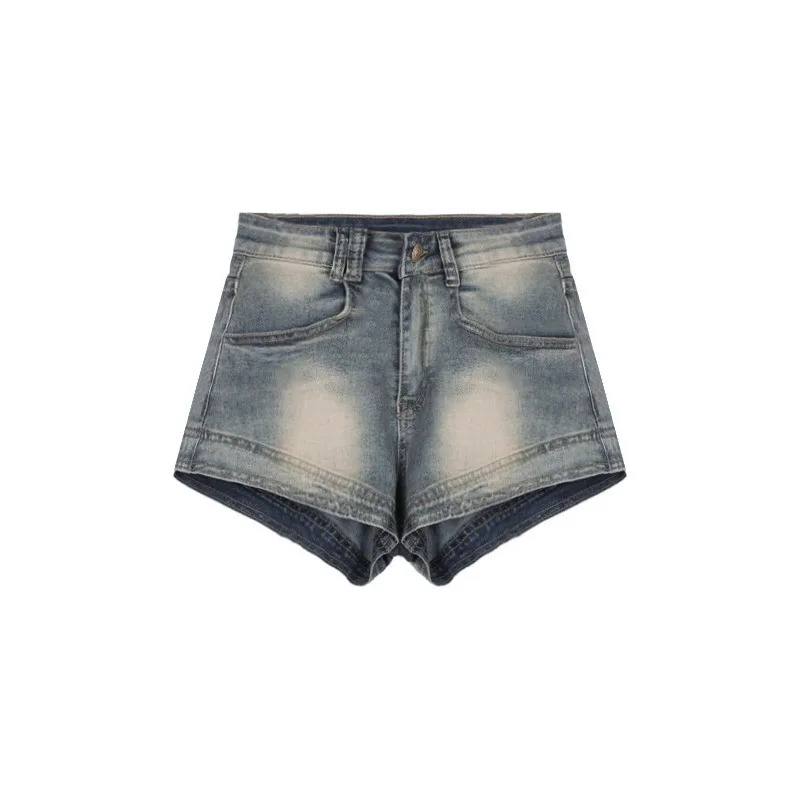 orts Vaqueros Retro Americanos para Mujer, Verano, Deados, Cintura Alta, Ajustados, Elásticos, Corte en A, Super Cortos, ...