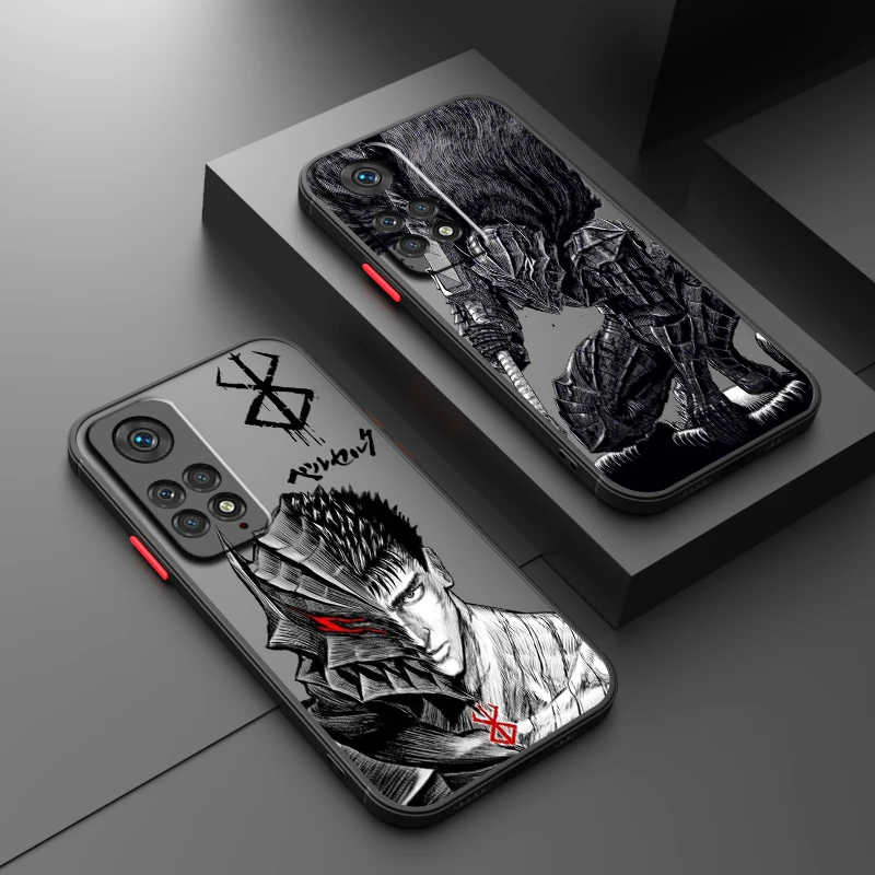 

Berserk Guts Fighting Frosted Translucent For Redmi 8 8A 9A 9C 9AT 9 9T 10X 10A 10C 10 11A 12C 12 13C 5G Funda Phone Case