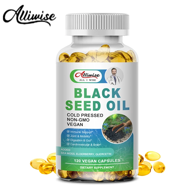 Alliwise black seed oil improve cardiovascular Indigestion Fights Supports Hair Respiratory Health Powerful Antioxidants