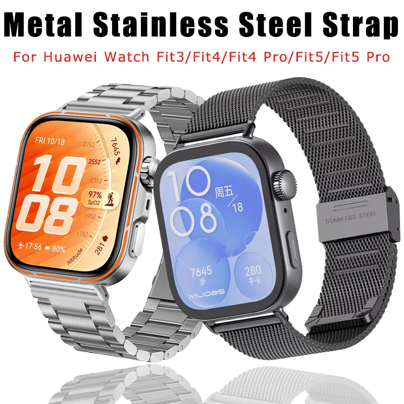 Stainless Steel Strap for Huawei Watch Fit 5 5Pro Smartwatch Metal Watchband Bracelet for Huawei Fit3/4/4 Pro/5/5 Pro Wristband