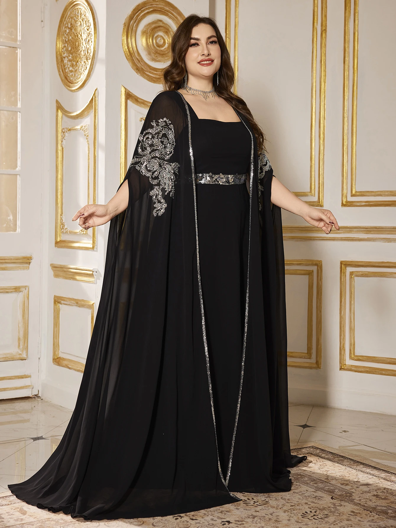 

UNITHORSE Dual-Wear Gown with Bead Embellishment Luxury Evening Dress Strapless Floor-Length Robe Style Party Dress
