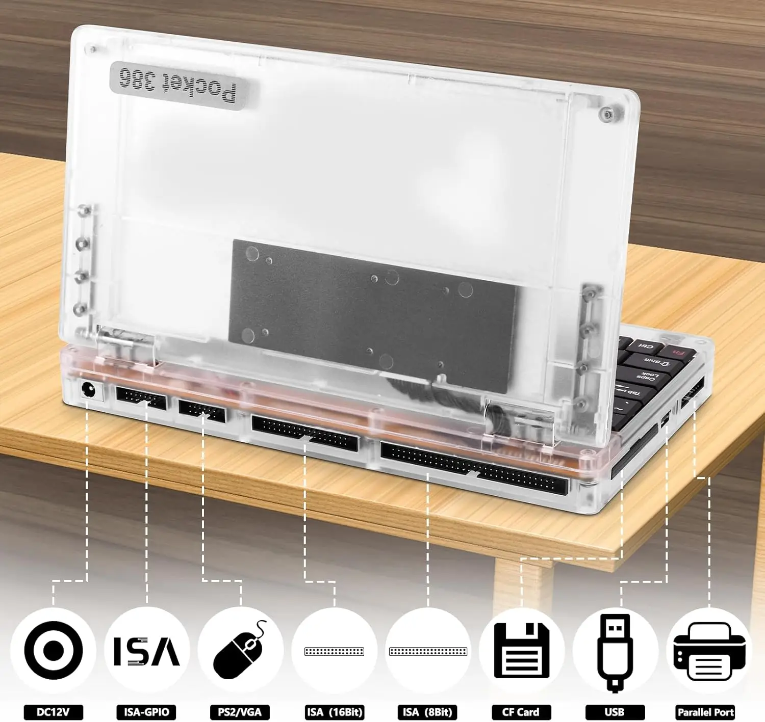 Retro Pocket 386 CPU XT PC Laptop Computer , Mini Laptop Compatible with Windows3.1 MS-DOS System, OPL3 Sound Card, VGA Grap - view 4