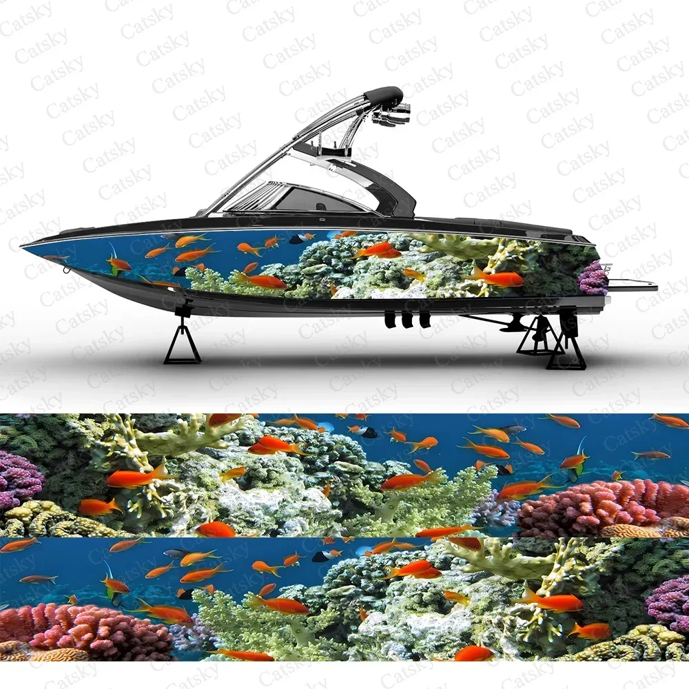 undersea animals Underwater World Graphic Boat Stickers Vinyl Wrap Paint Decals Boat Water Sports Boat Wrap Decals Stickers