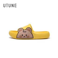 UTUNE 7-12Y Children Sandal Slides For Shower Home Slippers For Boys Girls EVA Non-slip Yellow Pink Summer Shoes