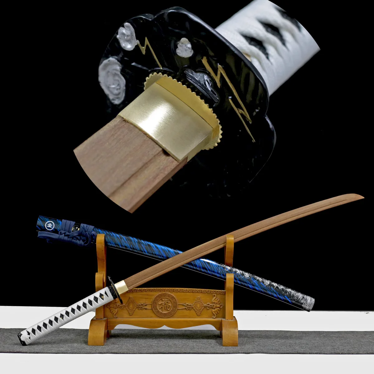 High Quality Set of 2 Japanese Samurai Katana Juhe Sword Log Rosewood Blade Fit Exercise Training Cosplay Weapon Props Unsharp