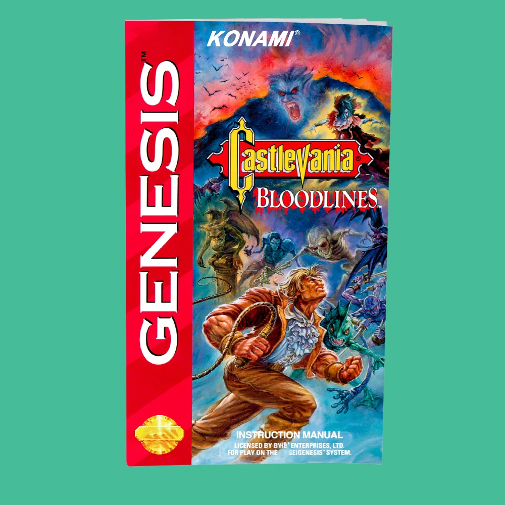 Castlevania - Bloodlines USA Game for SEGA Mega Drive Genesis 16 bit Consoles Game Cartridge Box Manual