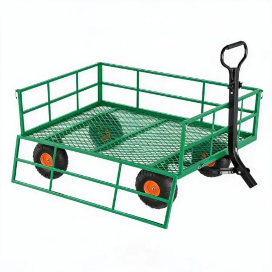 1200lbs Heavy Duty Steel Garden Cart Wagon for Gardening Tools, Soil