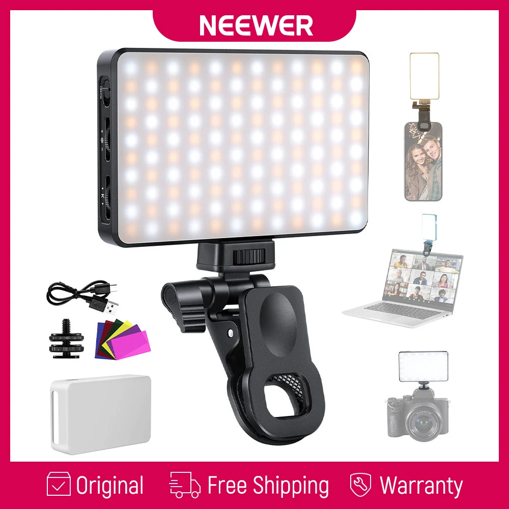 NEEWER BASICS BL120B LED-Selfie-Licht, wiederaufladbares Handy-Fill-Light, 2500-9000K Farbtemperatur, CRI 95+, integrierter 3000mAh Akku, mit Farbfiltern & Diffusor, tragbare Beleuchtung für iPhone,