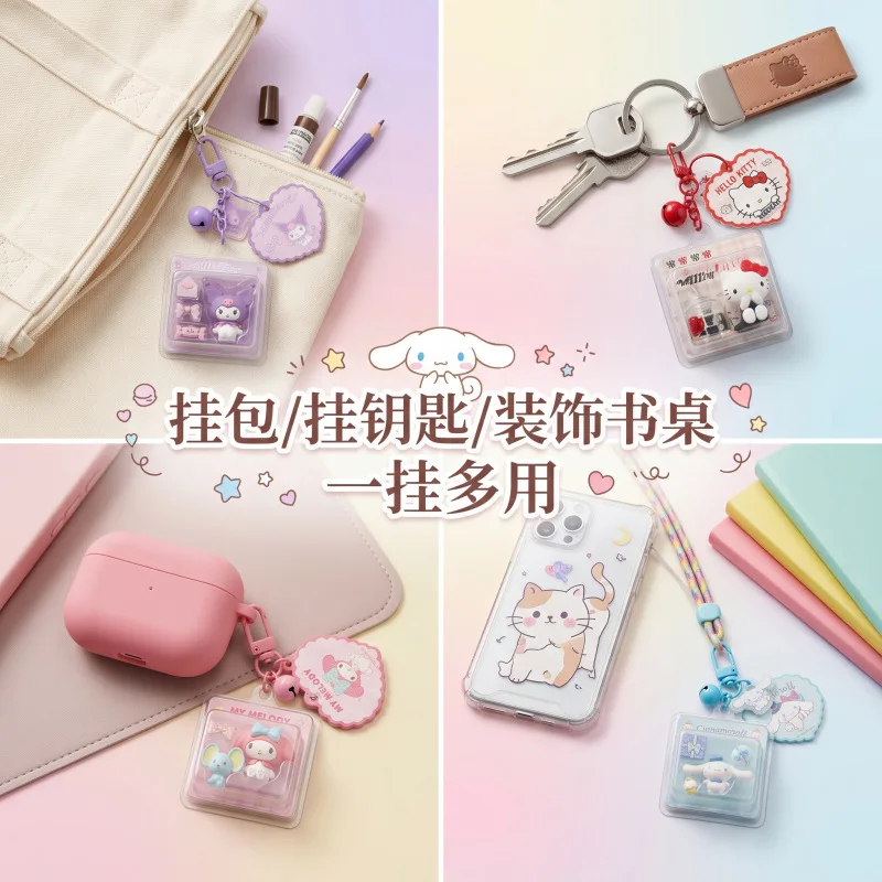 Genuine Sanrio Characters Pendant Vinyl Dolls ‌Hellokitty Melody Kuromi Keychains backpack Hangings Adorable Phone Chain