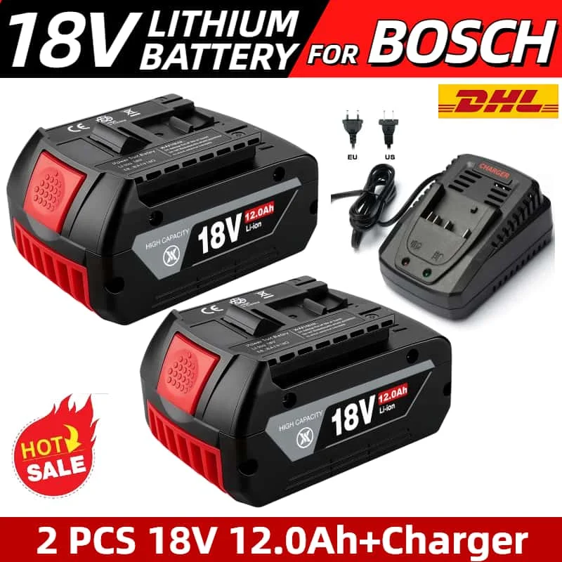 

High capacity 18v 12.0Ah battery for Bosch power tools GBA BAT Core GSB GSR,LED indicator, fast charging for Bosch 18v batteries