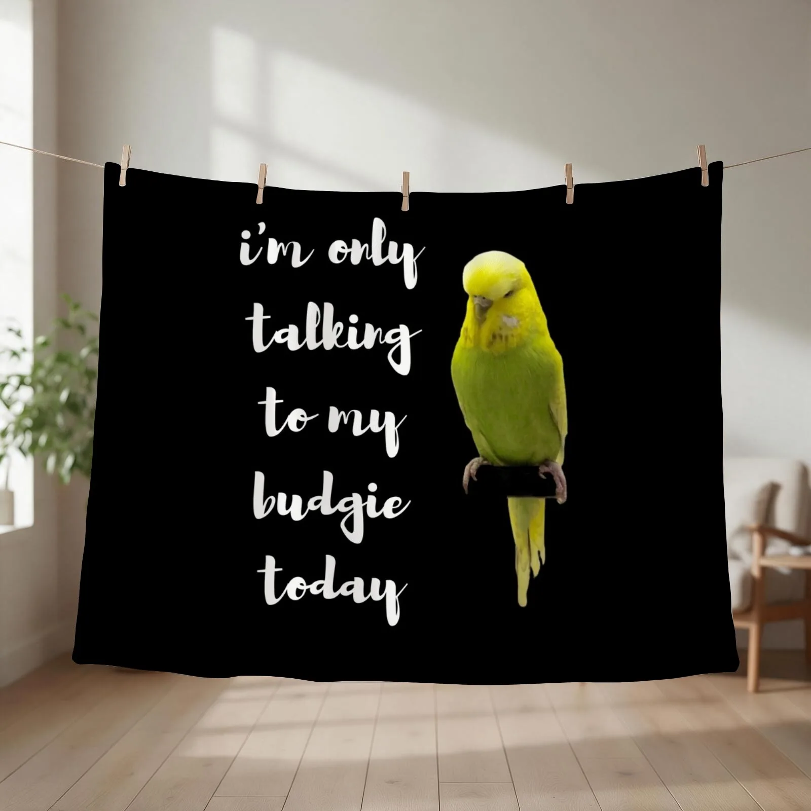 Im only talking to my budgie today. For parakeet lovers Throw Blanket couch cozy soft plush fuzzy picnic outdoor blanket