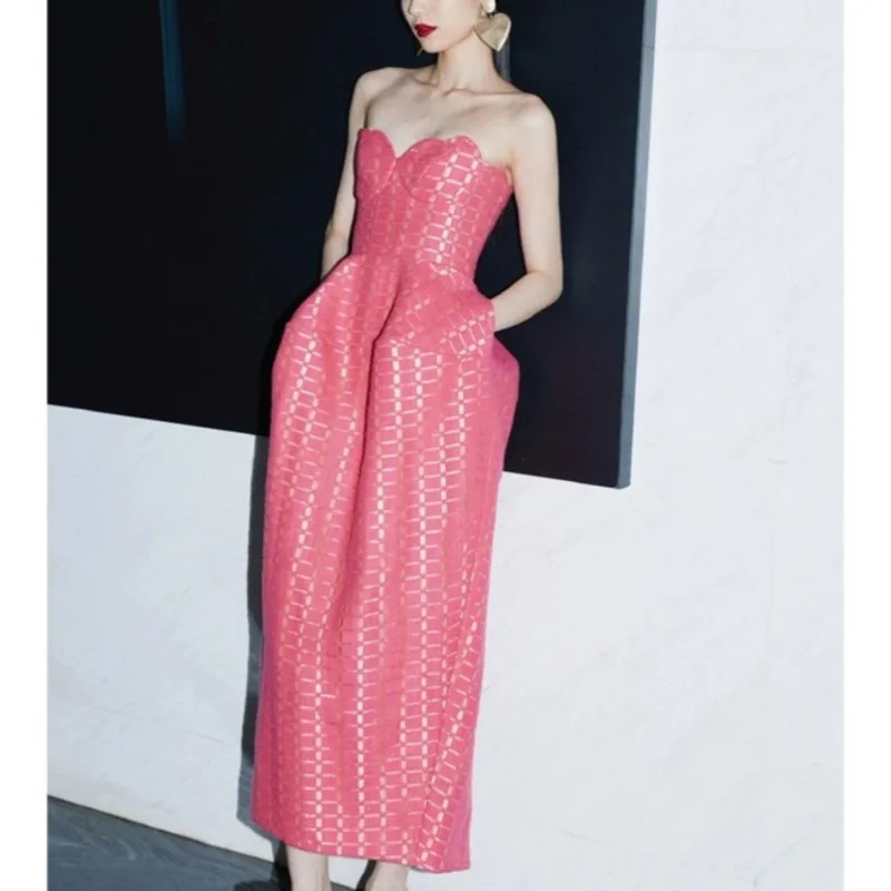 Small light pink breast top gown toasting dress