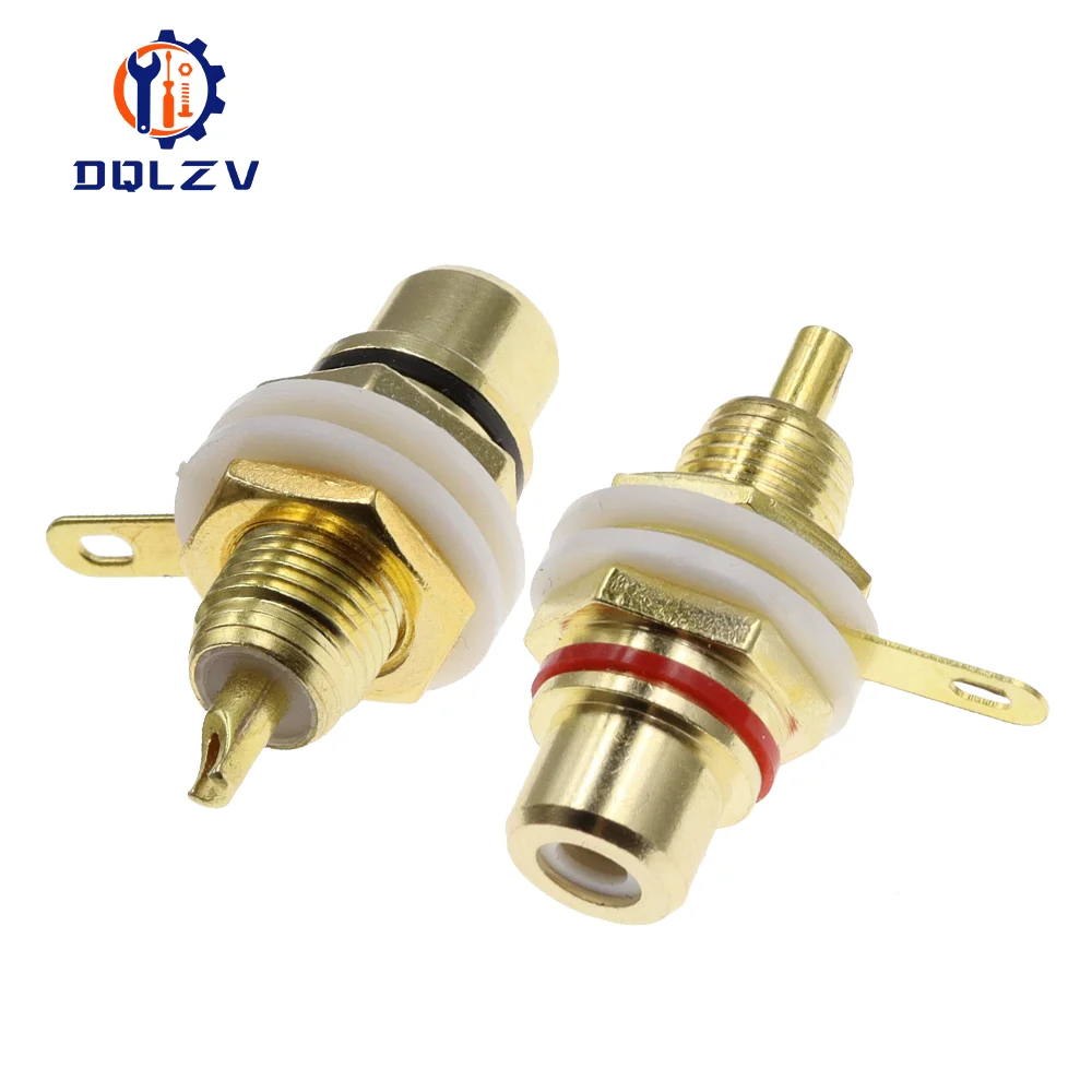 Panel Mount Gold Plated RCA Female Plug Jack Audio Socket Amplifier Chassis Phono Connector With Nut Solder Cup