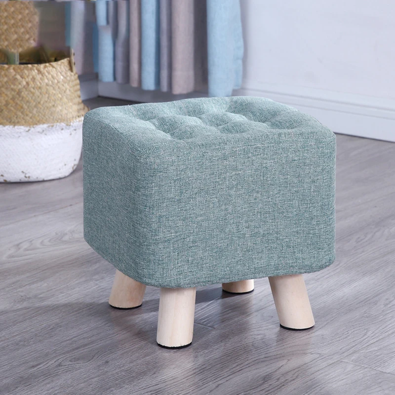 Household Solid Wood Fabric Low Stool for Changing Shoes Footrest Sofa Bench Entrance Hall Livingroom Furniture Space Saving