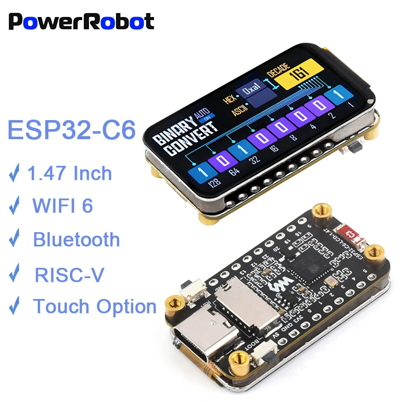 Waveshare ESP32-C6 1.47 بوصة عرض مجلس التنمية RISC-V 160MHz WiFi6 BLE 5 ل Arduino LVGL HMI Onborad هوائي Type-C
