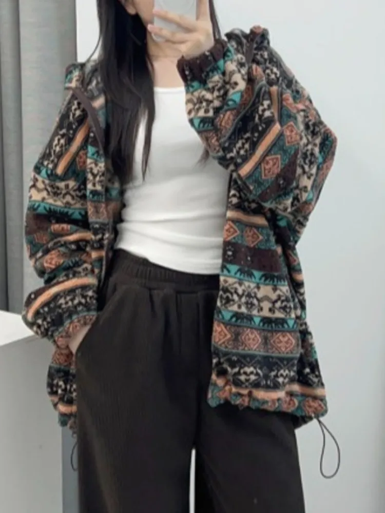 Autumn Winter Knitted Cardigan Hooded Coat Women Korean Loose Lazy Oaf Ladies Tops Coats Jackets Casaco Feminino