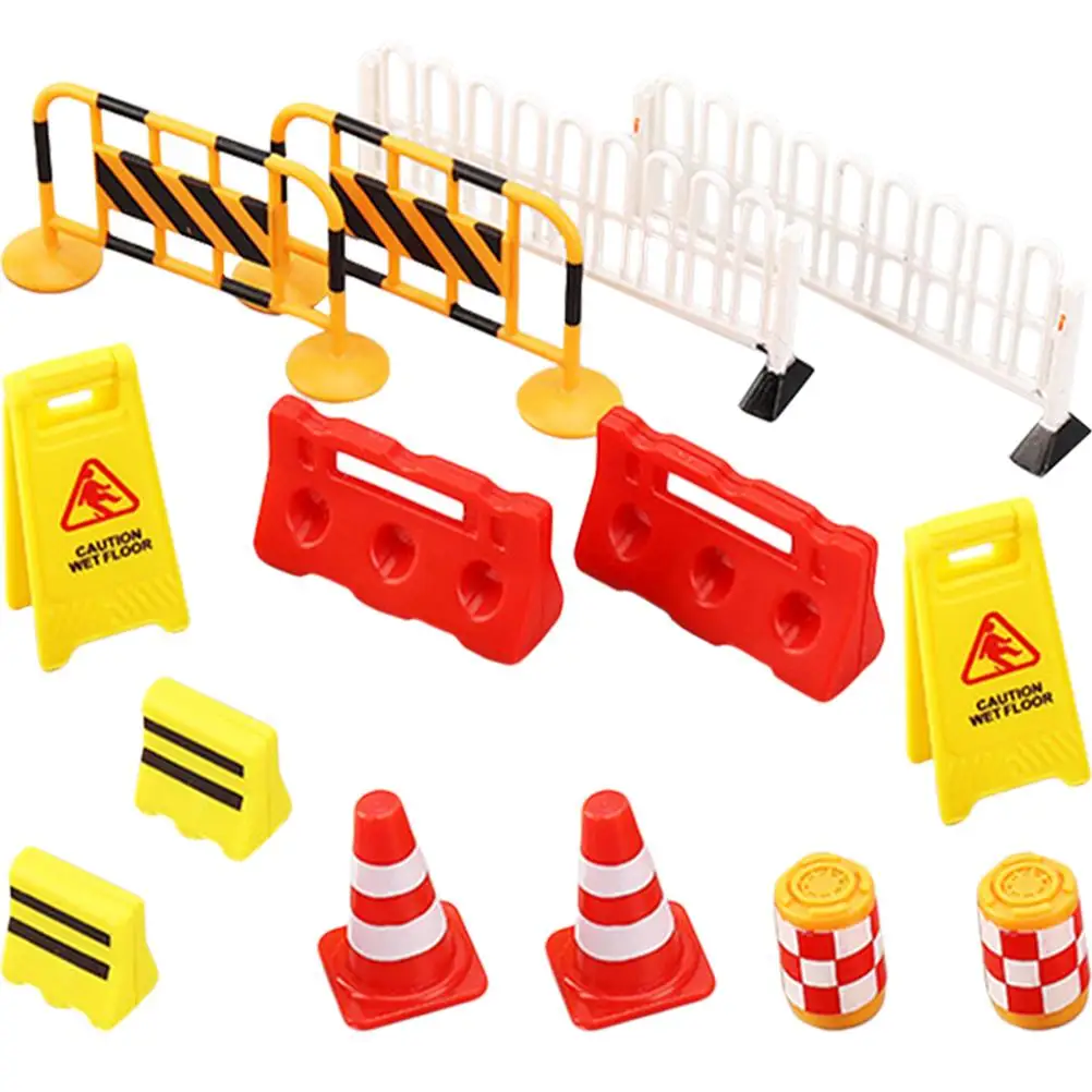 

14 Pcs Traffic Road Sign Construction Signs Toy Cars Stickers and Toys Street Baby